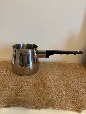Stainless Steel Coffee Pot with Black Handle